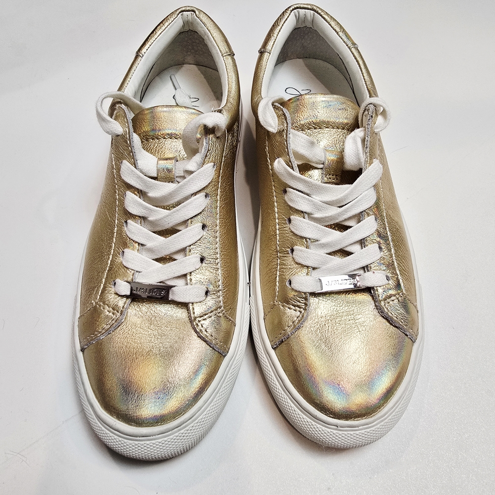 J/Slides Lucki Leather Lace-Up Sneaker | Gold Metallic